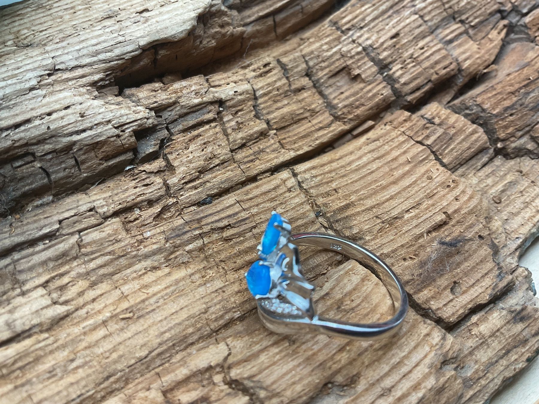 Anelli: Opalring mit Zirkonia in Sterlingsilber, Gr.56 – Nuovo (secondo la descrizione) da Luzern venduto da S.Kern01 2