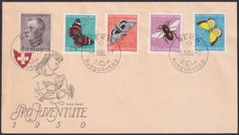 1950, J133-J137, adresslos, selten. Illustrierter, RARER FDC