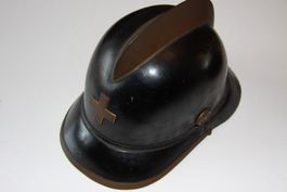 Feuerwehrhelm Schweiz, Leder mit Messingkamm u. Schweizerkr.