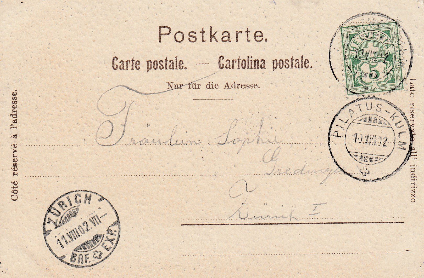 Cartoline postali: Pilatus  OW        um 1902 – Usato da Brig venduto da Valcards54 1