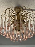 Deckenlampe Messing Rosa Glas Tropfen guter Zustand