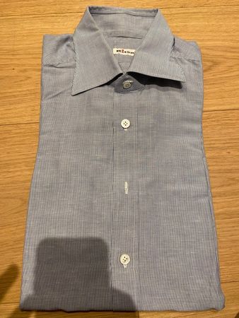 Kiton Hemd Shirt 41 XL Leinen Baumw handgefertigte Luxus NEU