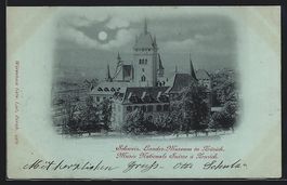 Mondschein-AK Zürich, Landes-Museum aus