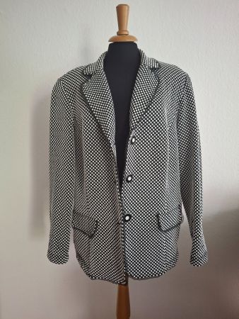 Sommerlicher Blazer Punkte Schwarz-Weiss, Grösse 48.