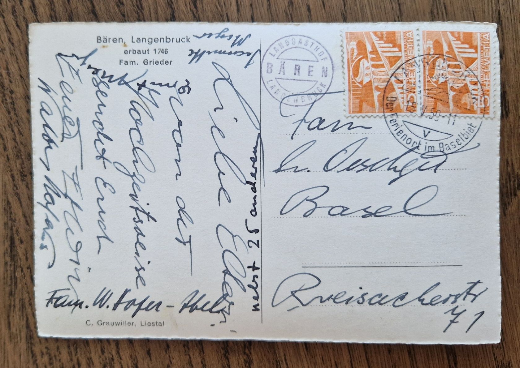 Cartoline postali: Bären Langenbruck – Usato da Ebikon venduto da Donar50 1