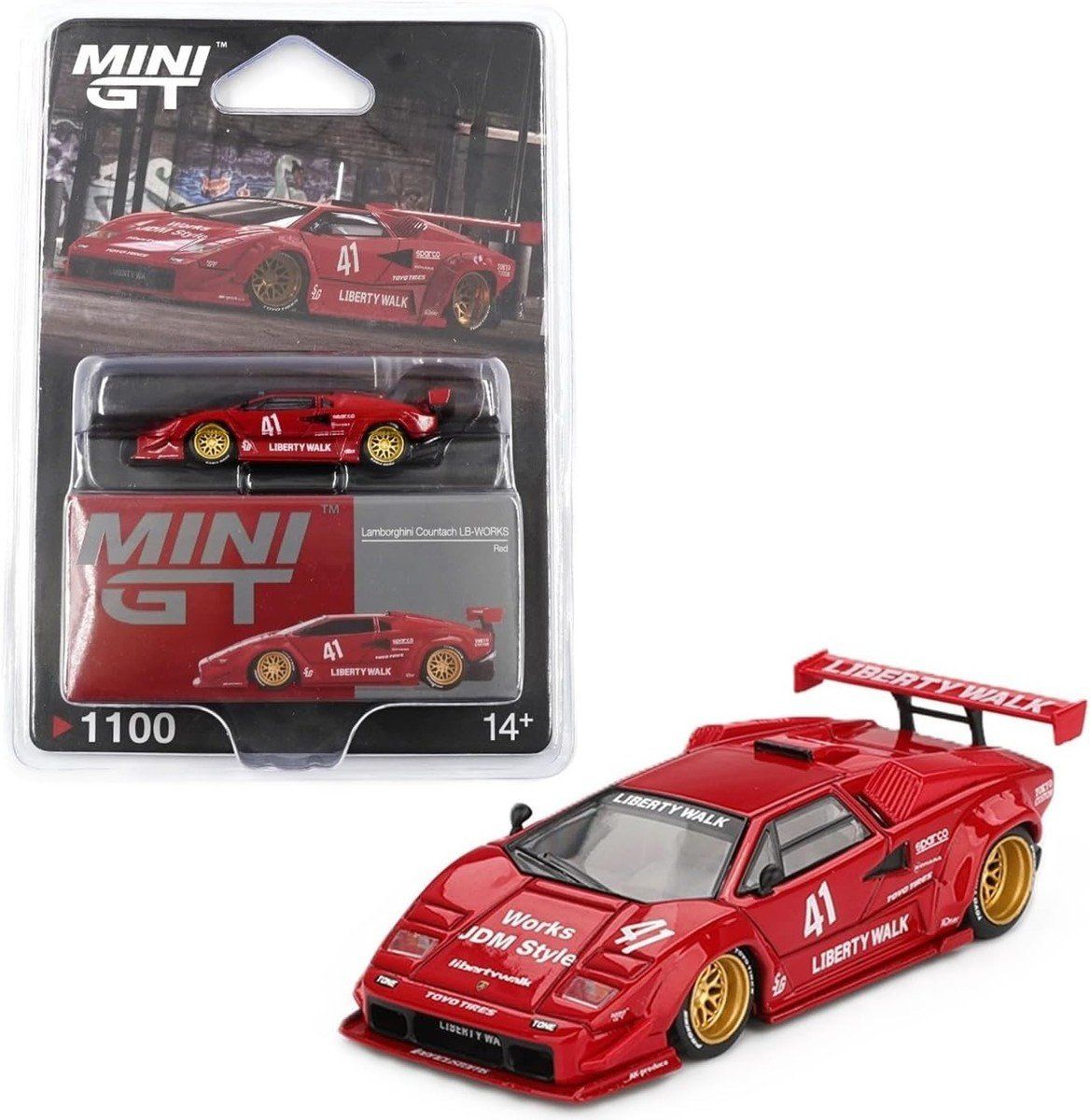 Lamborghini Modellini d'auto: Lamborghini Countach LB-WORKS "Red" (Mini GT 1:64) – Nuovo e nell'imballaggio originale da Tramelan venduto da kha_jvd5