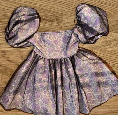 Babydoll-Kleid mit Puffärmeln, Blumenmuster und Mesh