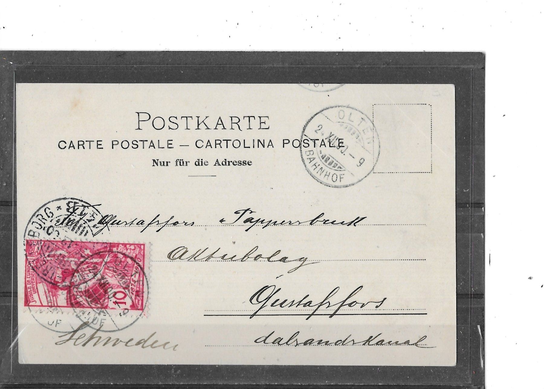 Cartoline postali: SO Olten 1900 mit Post (UPU-Marke) – Usato da Schocherswil venduto da Wilare 1