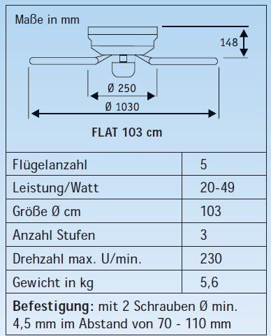 Ventilateurs: Deckenventilator Flat 103 CH – Neuf avec emballage d'origine à Zürich par Ventilatoren 1