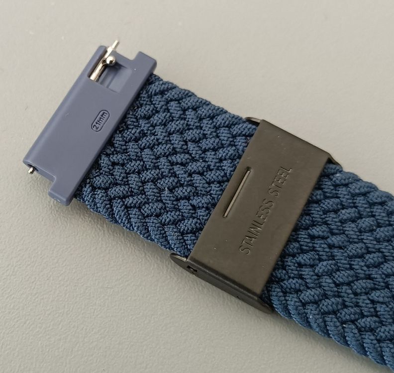Bracciali & Braccialetti: Nr211 Textil Uhrenband geflochten elastisch dunkelblau 21mm – Nuovo (secondo la descrizione) da Teufen ZH venduto da Deeyou 1