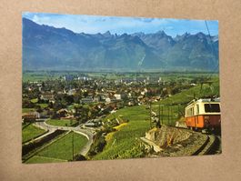 Aigle Waadt Gesamtansicht mit Eisenbahn
