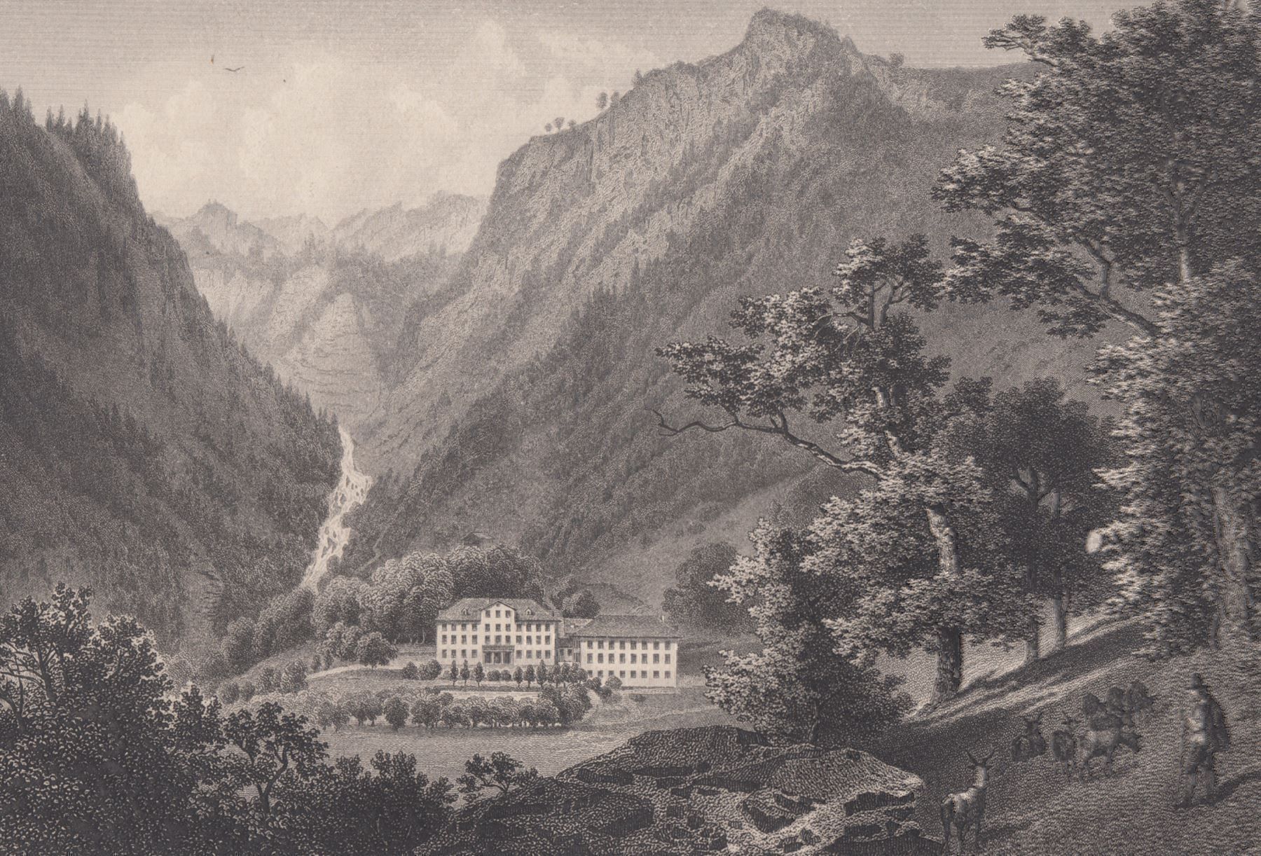 Stiche: BAD STACHELBERG, STAHLSTICH ROHBOCK 1865 – Antik aus Grüningen von Kartensammler 1