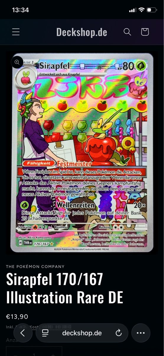 Pokémon Carte collezionabili: Sirapfel 170/167 Holo DE – Usato da Magden venduto da MissPerfect 2