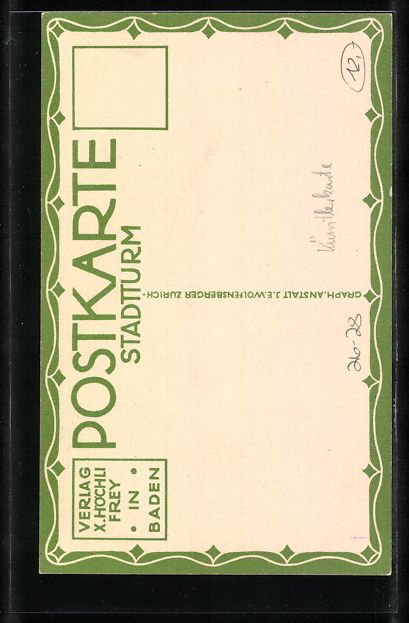 Cartes postales: Baden, Darstellung vom Stadtturm – D'occasion à Berlin par bartko-reher 1