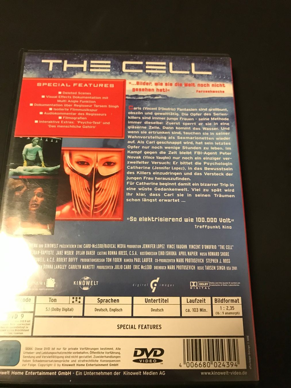 Tutti i DVDs: The Cell -Tauche ein in das Bewusstsein eines Killers – Usato da Freudwil venduto da Feenland2010 1