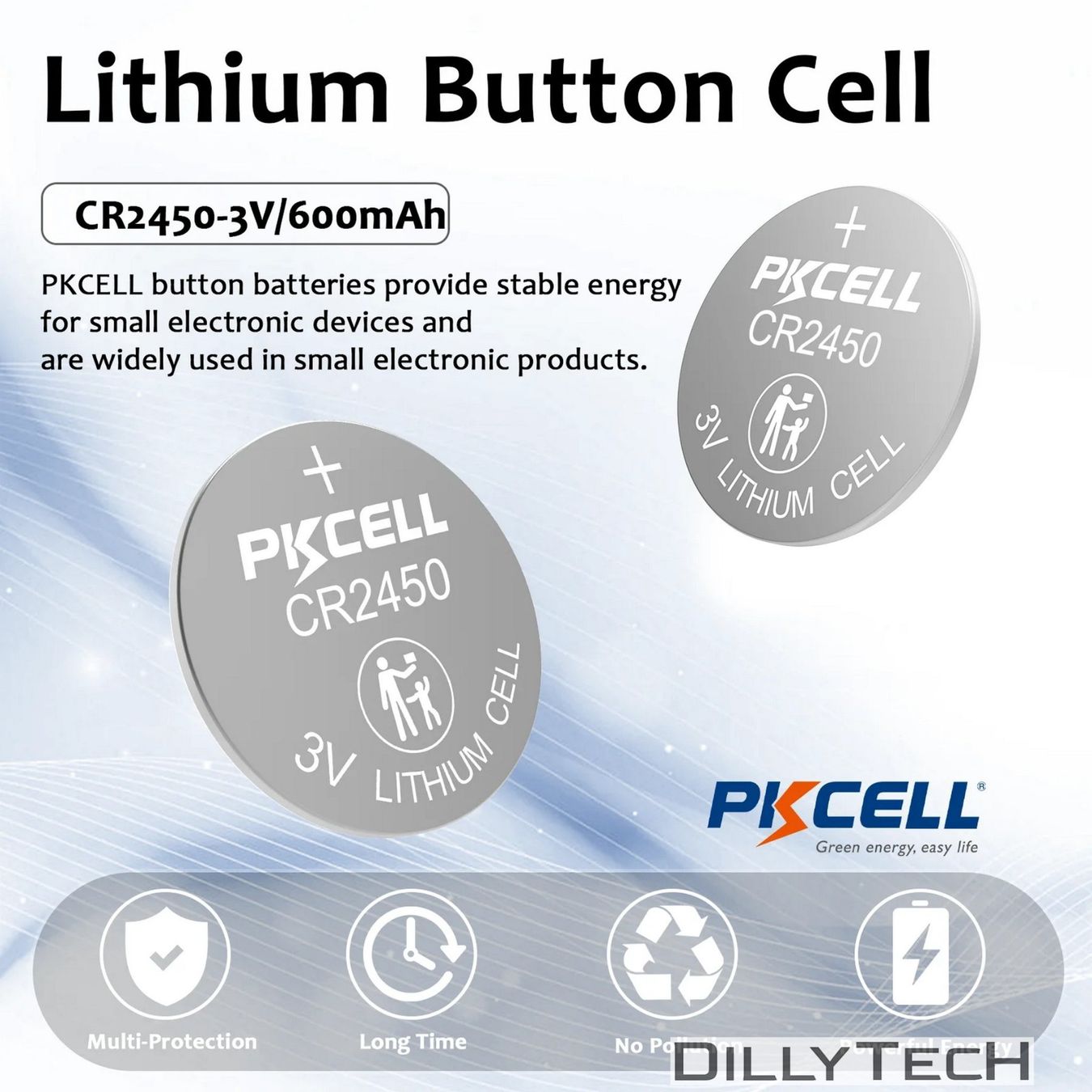 Caricatori & Batterie: PKCELL CR2450 Knopfzellenbatterie - 3 Stk. – Nuovo e nell'imballaggio originale da Meilen venduto da DillyTecH 2