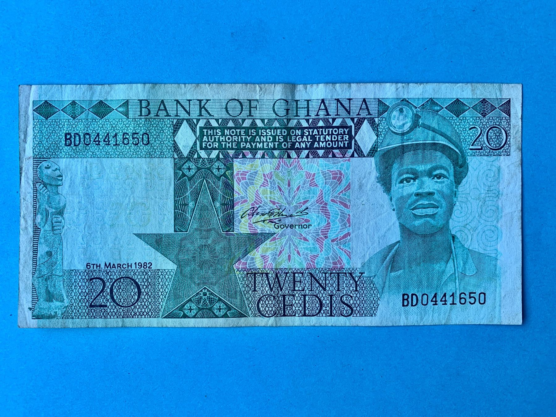 Banconote: GHANA - Twenty Cedis 6th March 1982 – Usato da Le Lignon venduto da Trikles