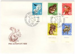 Pro Juventute Serie 1966 mit TAB (it) auf offiziellem FDC