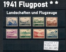 Flugpostmarken-Satz F27 - F34  ** Landschaften und Flugzeuge