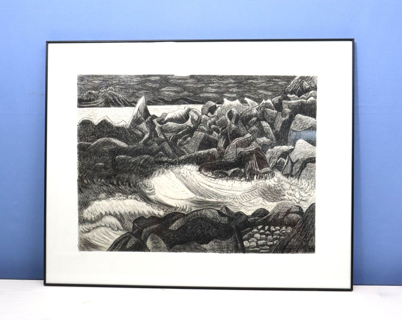 Dipinti: Monika Buchmann-Helbling 1925-2004, Kohlestift "Küste" – Usato da Zug venduto da Kunst-Fundgrube 3