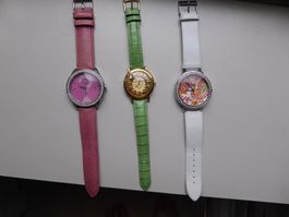 3 GUESS DAMENUHR GRÜN-PINK-WEISS - LEDERARMBAND - WIE NEU