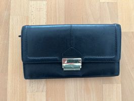 Schwarze Geldbörse / Portemonnaie aus echtem Leder