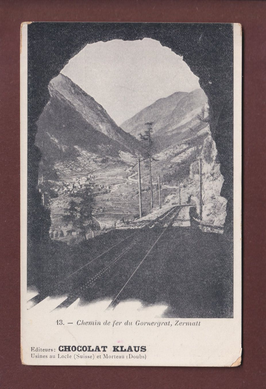 Cartoline postali: Chemin de fer du GORNERGRAT - Chocolat Klaus – Usato da Pully venduto da nicecards