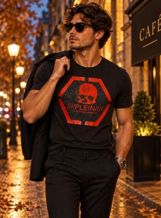 T-shirt PHILIPP PLEIN Skull Strass Platinum Cut – Taille M