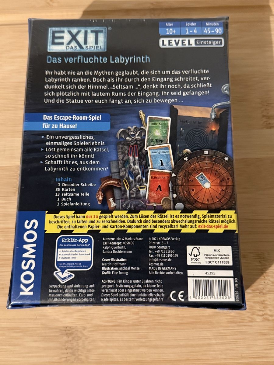 Kosmos Spiele: Exit das Spiel: Das verfluchte Labyrinth -Neu! – Neu und originalverpackt aus Basel von zukk_ 1