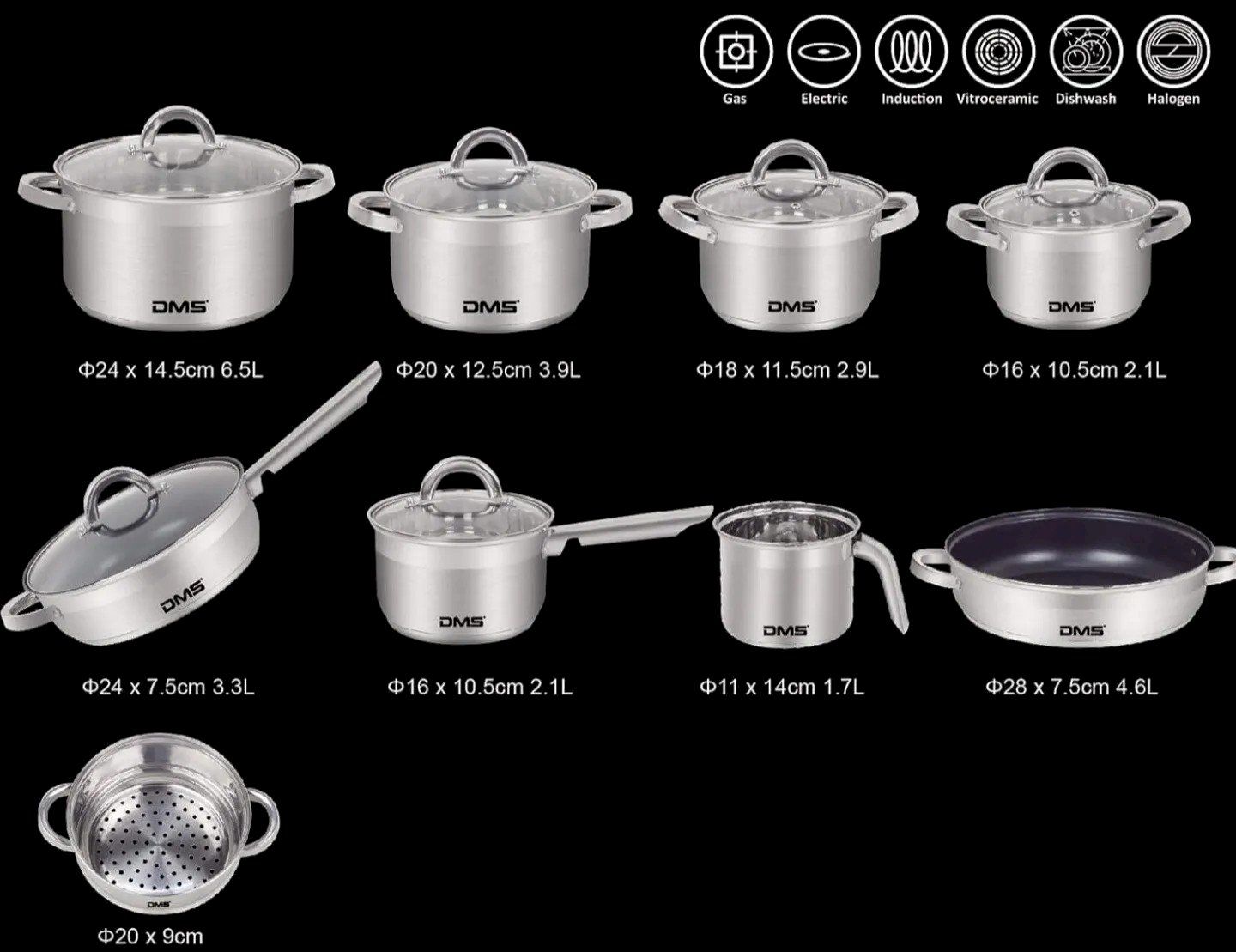 Töpfe: DMS 15-Teilig Topfset mit Glasdeckel – Neu und originalverpackt aus Bottighofen von zaap 1
