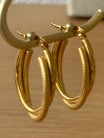 Luxus Elegante Creolen Edelstahl Ohrstecker Farbe Gold