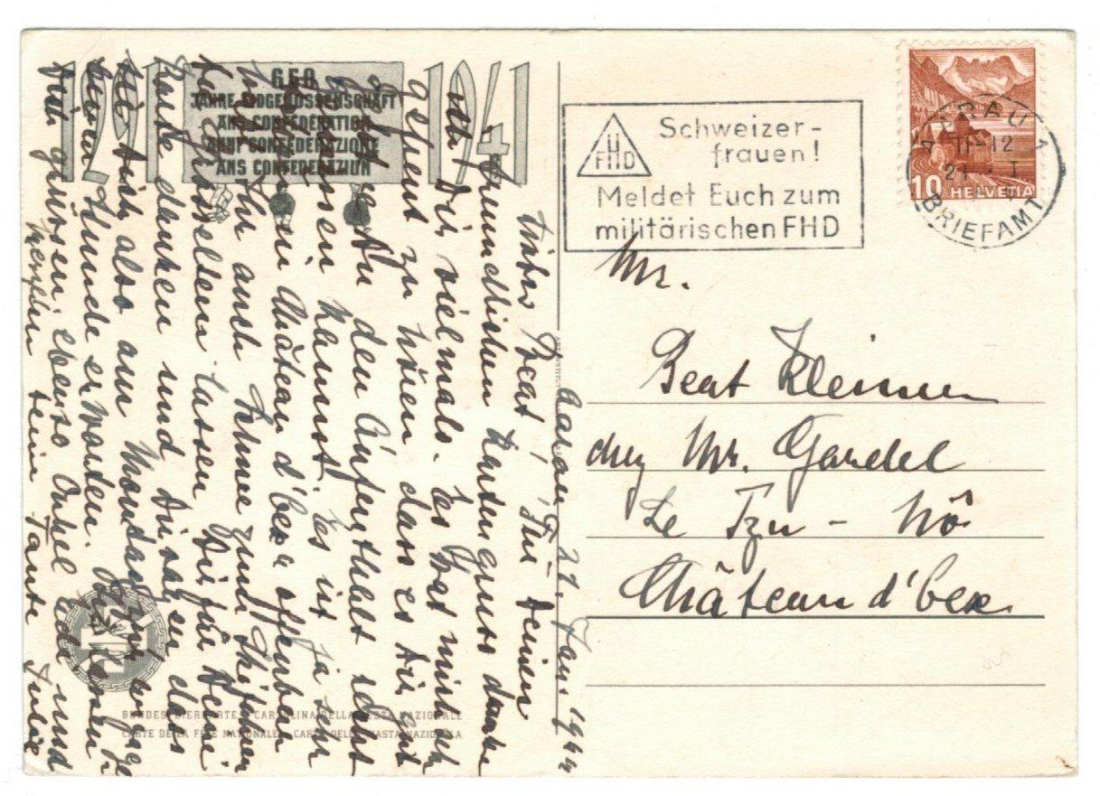 Cartoline postali: AK Bundesfeierkarte 1944 – Usato da Zürich venduto da Tolima194 1