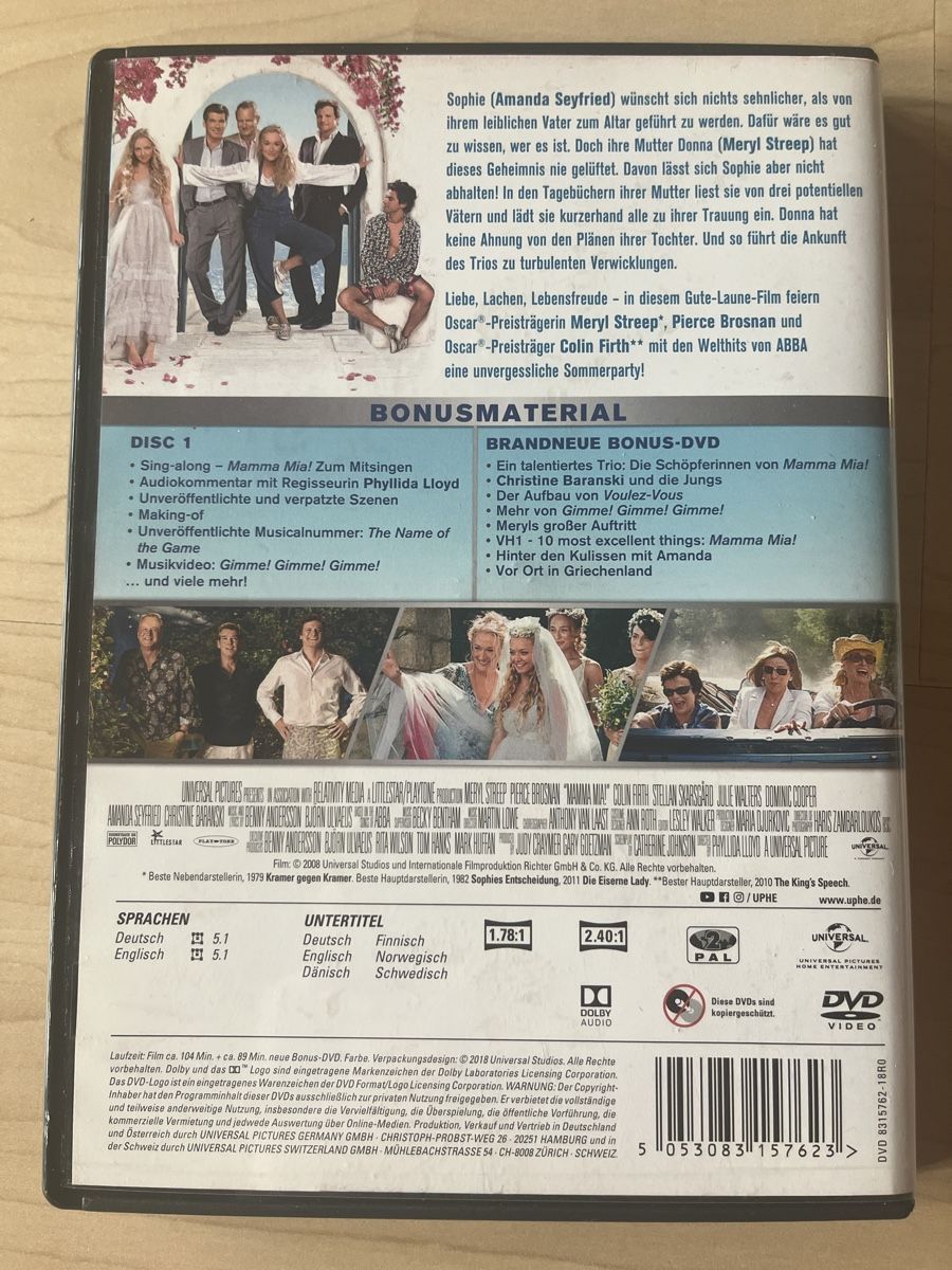 Tutti i DVDs: Mamma Mia! DVD – Usato da Lauenen b. Gstaad venduto da Nagi1 1