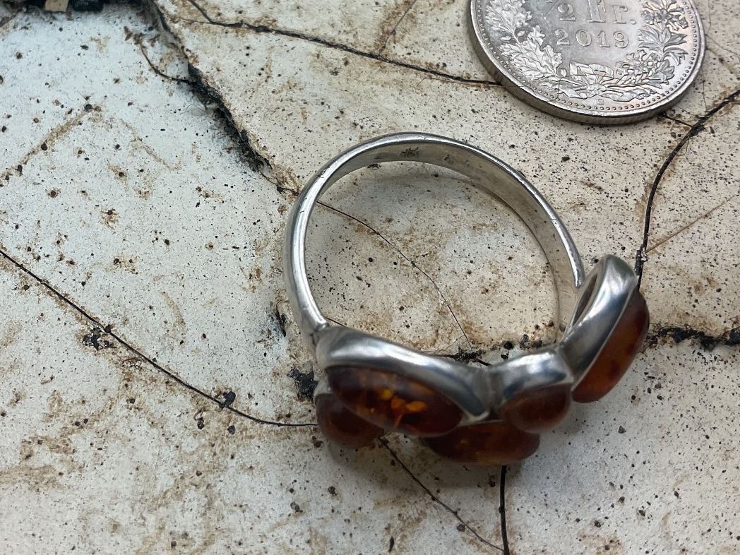 Ringe: Vintage oder antiker Silberring mit Bernstein, Gr. 55 – Gebraucht aus Luzern von S.Kern01 2