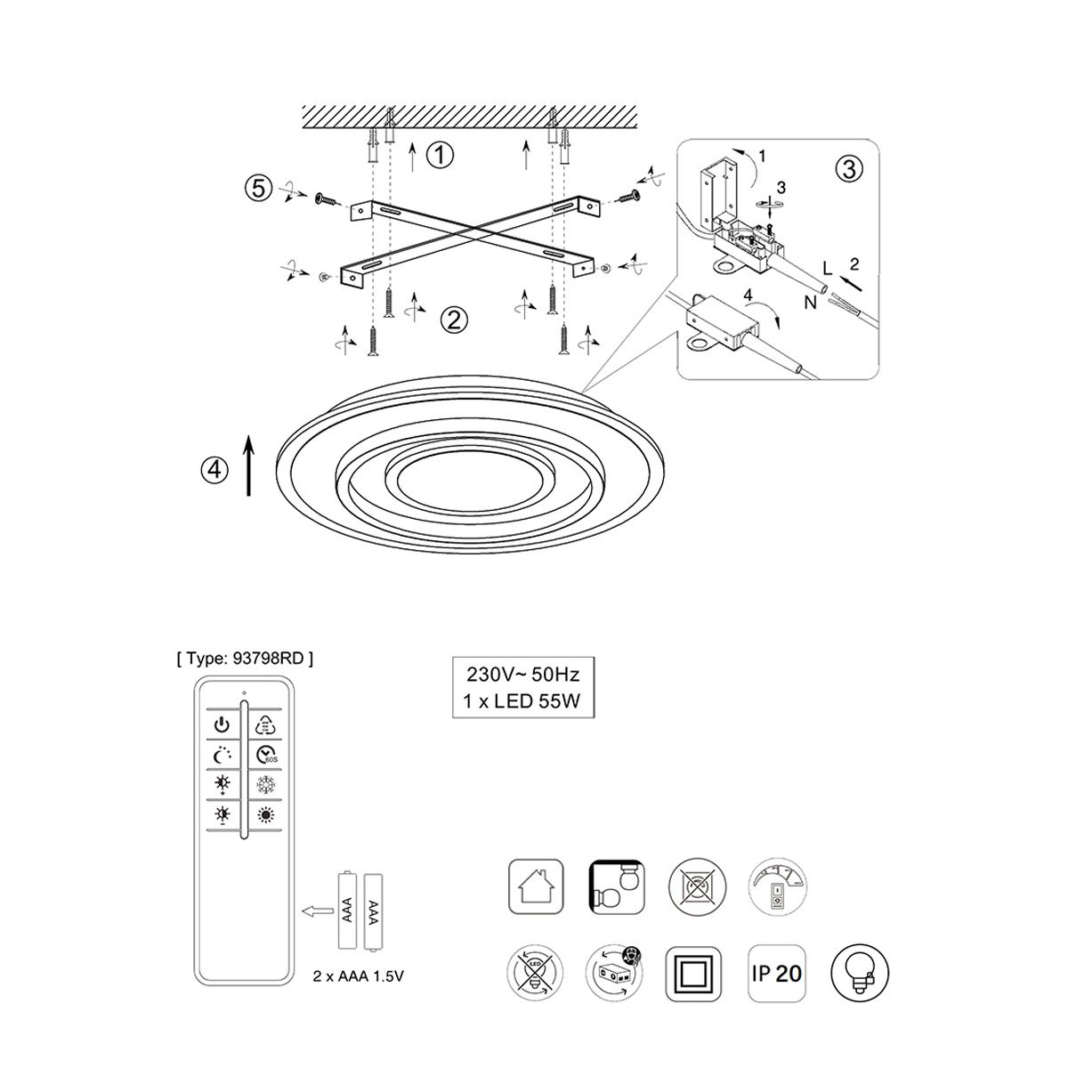 Lampadari & plafoniere: LED Deckenleuchte, Farbwechsler, 60 cm Ø – Nuovo (secondo la descrizione) da Kreuzlingen venduto da Smart-Light 6