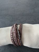 Svarovski  Lederarmband braun mit Strasssteinen