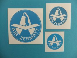 3 Aufkleber der Air Zermatt  79 mm, 50 + 39 mm Durchmesser