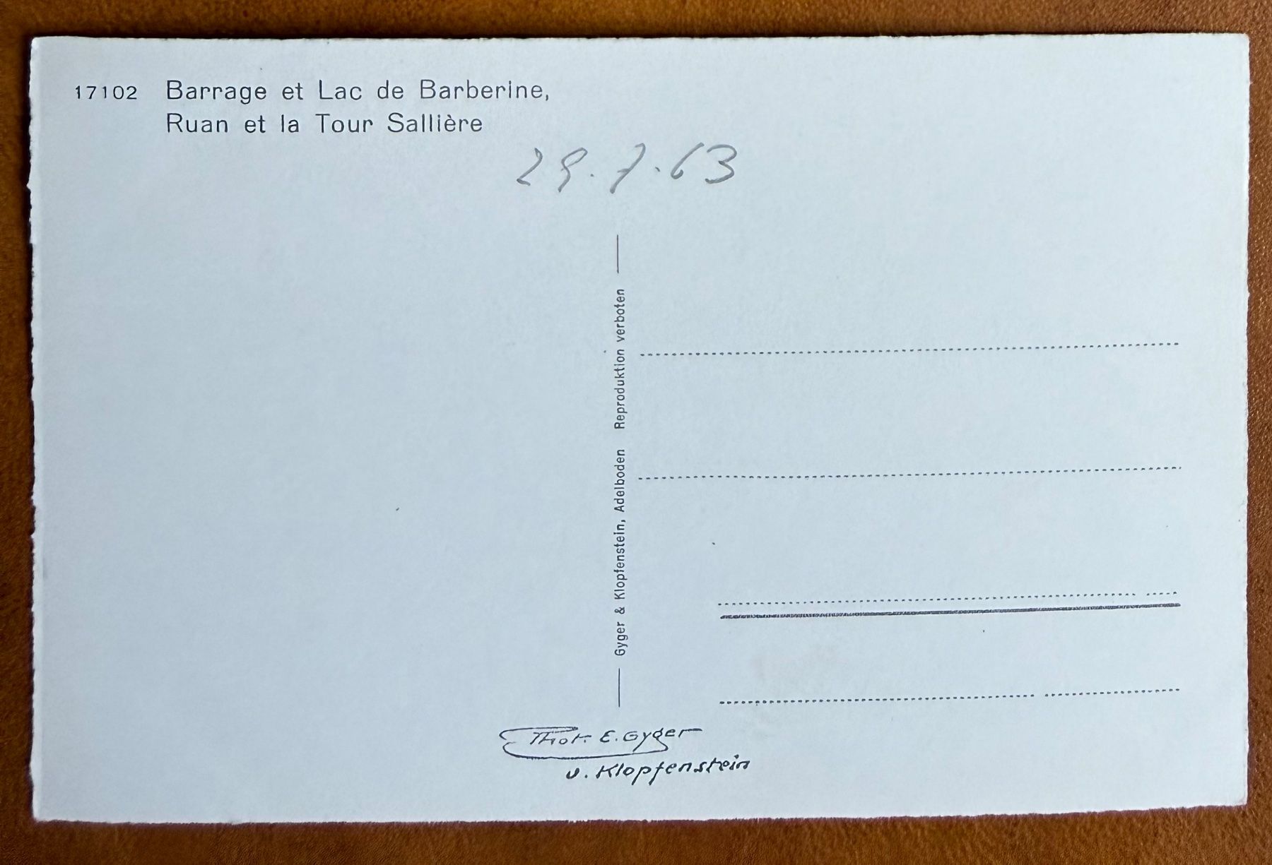 Cartoline postali: Salvan - Barrage et lac de Barberine 1963 – Usato da Lutry venduto da Ediego 1