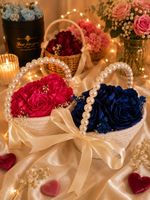 Romantische Rosenkörbli Satin-Ewigrosenbox
