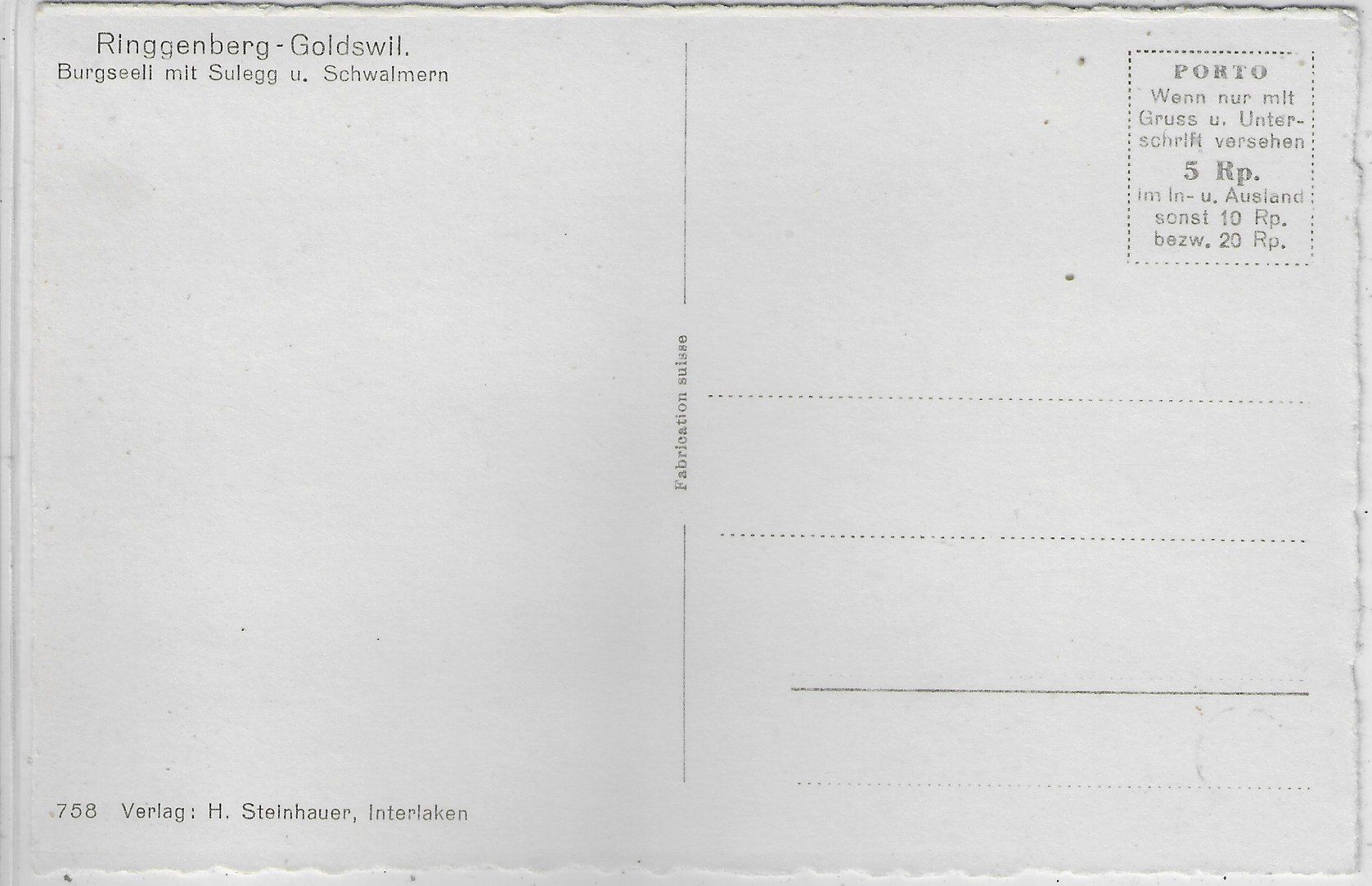 Cartoline postali: Ringgenberg-Goldswil - Bergseeli mit Sulegg – Usato da Ettingen venduto da Kartenplanet 1