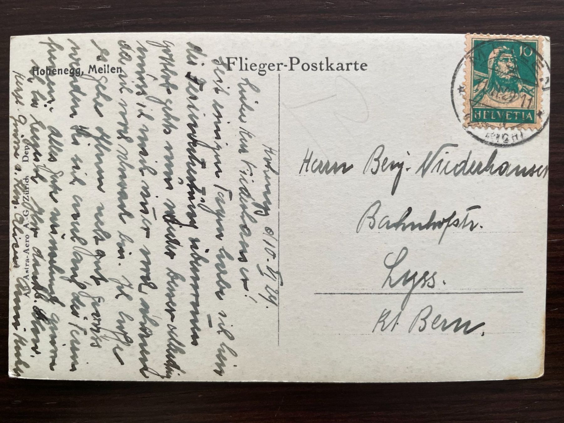 Cartoline postali: MEILEN Hohenegg, 4 Ansichtskarten mit Flieger-Postkarte – Usato da Wald ZH venduto da TLILEF 2