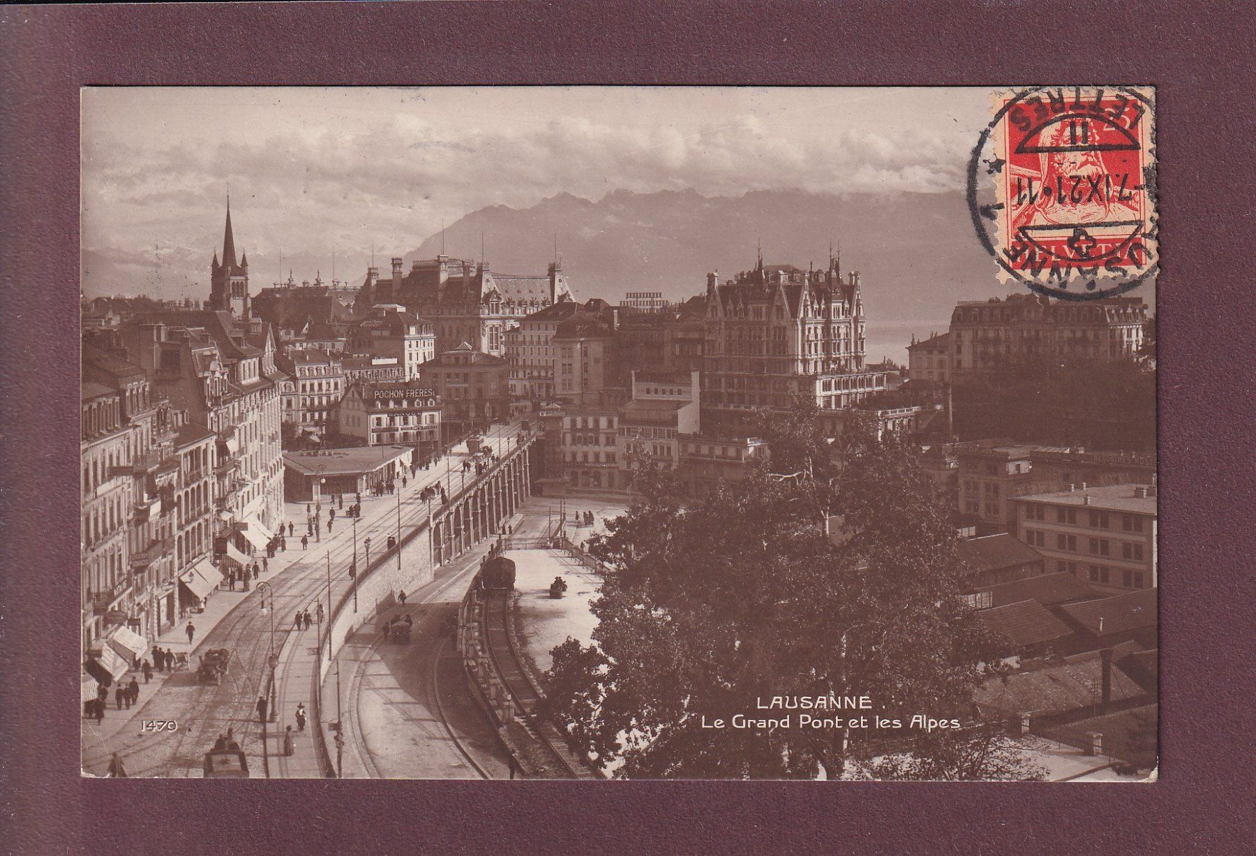 Cartoline postali: LAUSANNE - Grand Pont - 1921 – Usato da Pully venduto da nicecards