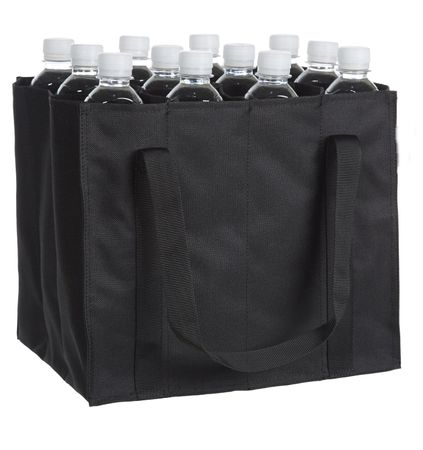 Flaschentasche, 12 Fächer, 0.75 l Flaschen, Schwarz