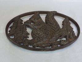 Untersetzer Gusseisen Eichhörnchen Motiv oval gebraucht