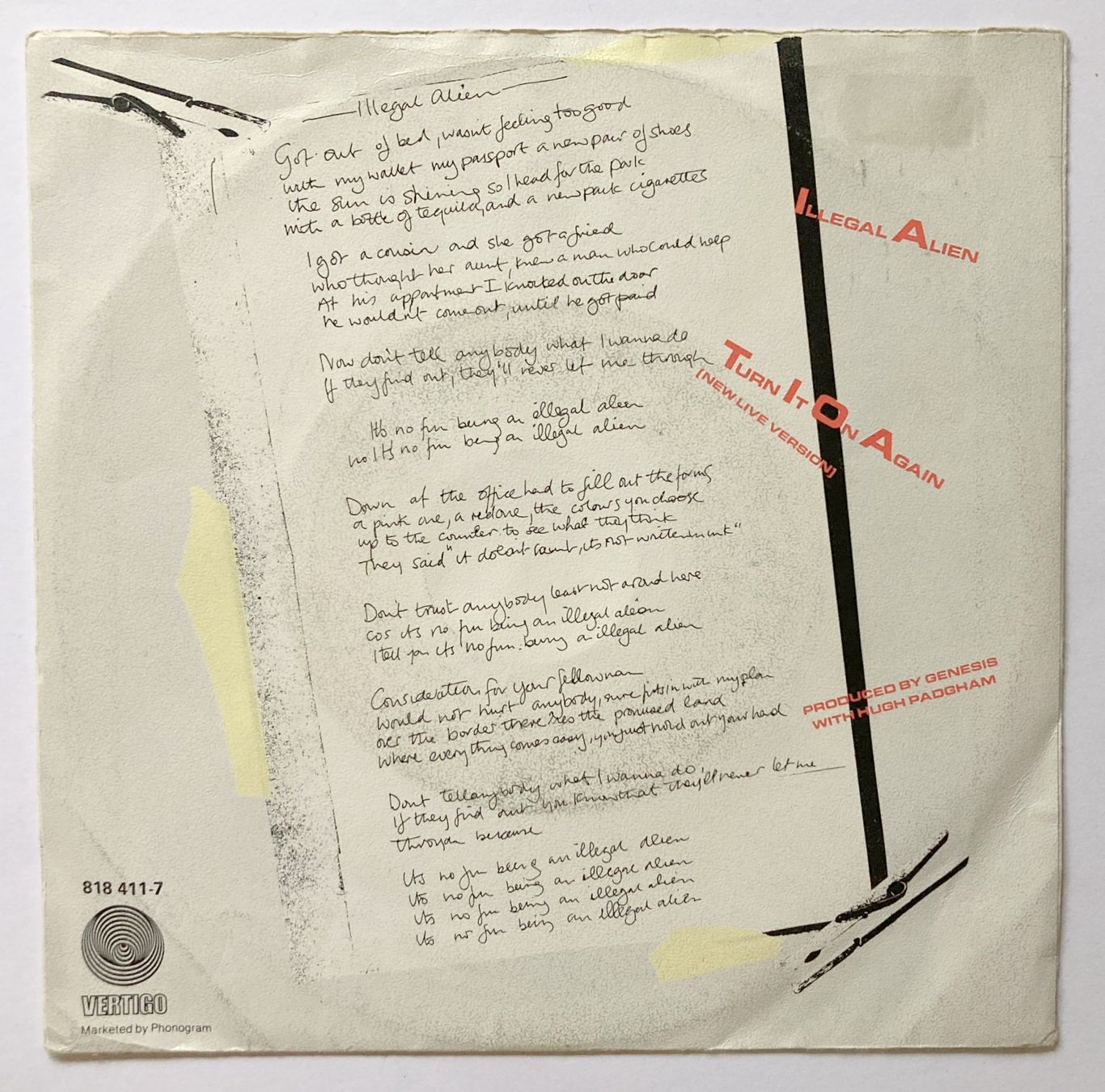 Schallplatten: GENESIS - ILLEGAL ALIEN – Gebraucht aus Bottens von hotter-than-hell 1