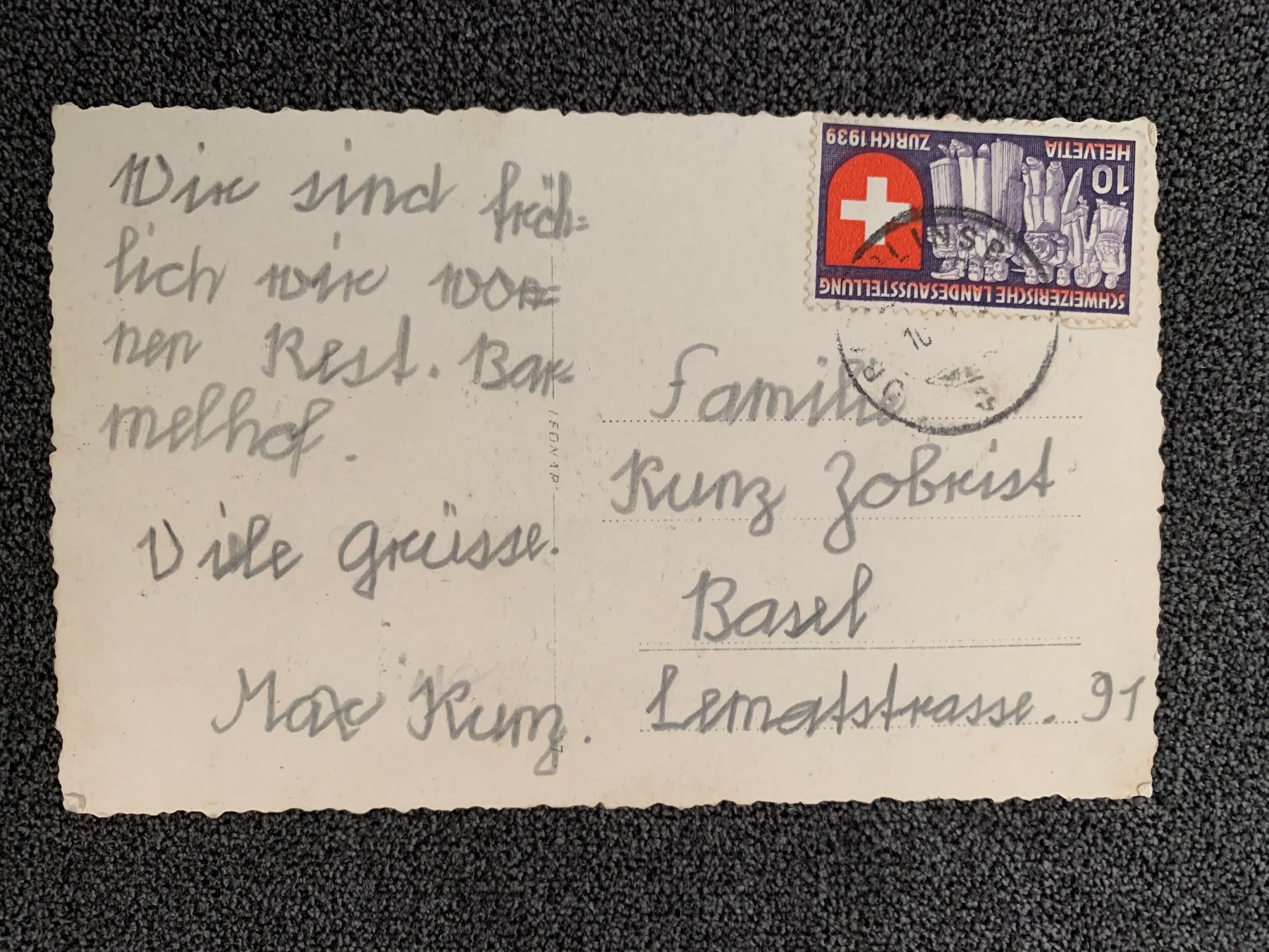 Ansichtskarten: Ansichtskarte Schweiz vom Barmelhof in Erlinsbach SO – Gebraucht aus Oftringen von  1