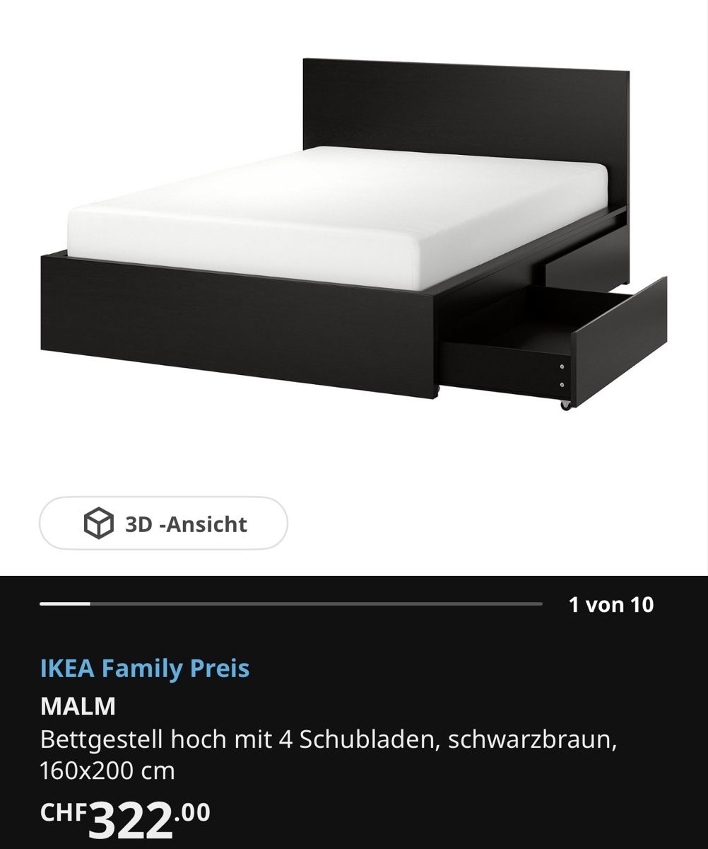 Ikea Letti: IKEA Malm Bett mit Schubladen und Matratze  – Usato da Kerns venduto da S.Lussi87 1
