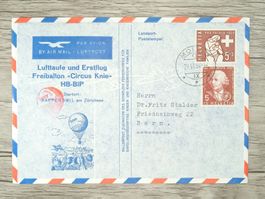 TR76 Enveloppe + Timbre Suisse 1958 Theme Ballon