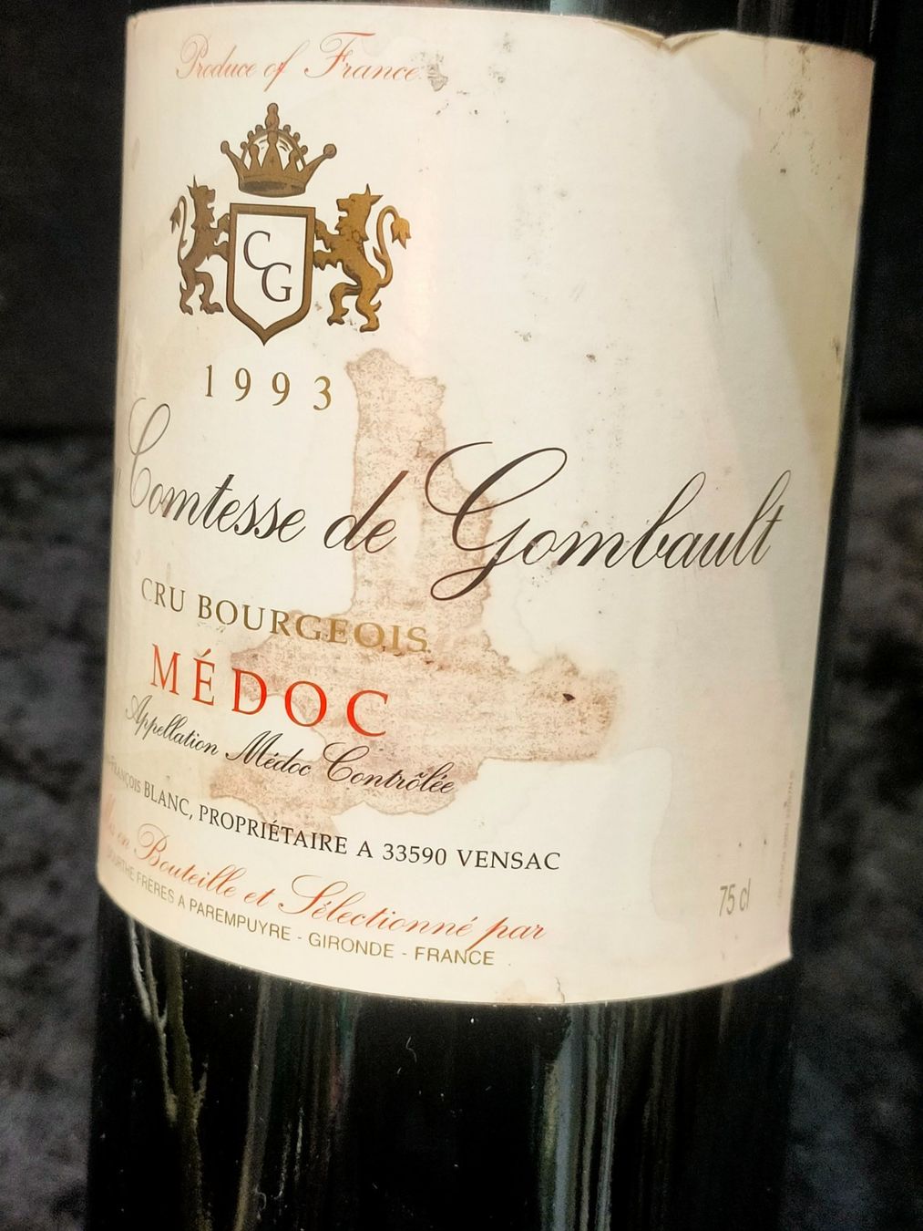 Vino: CHÂTEAU COMTESSE DE GOMBAULT 1993 – Nuovo (secondo la descrizione) da Genève venduto da Leboucheoreilles 4
