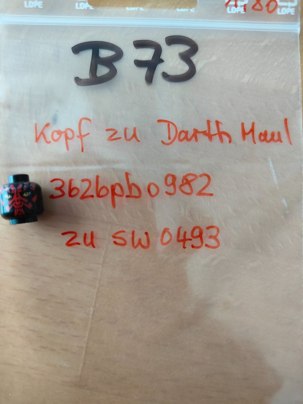 Lego Kit di costruzioni: Lego   Kopf  zu Darth Maul 0493  /B73 – Usato da St. Gallen venduto da Bisaknosp